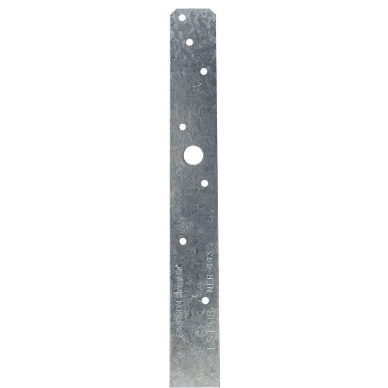 Simpson Strong-Tie LSTA Series LSTA18 Strap Tie, 18 in L x 1-1/4 in W Dimensions, 20 ga, Steel, Galvanized/Zinc, 1/PK (Pack of 50)