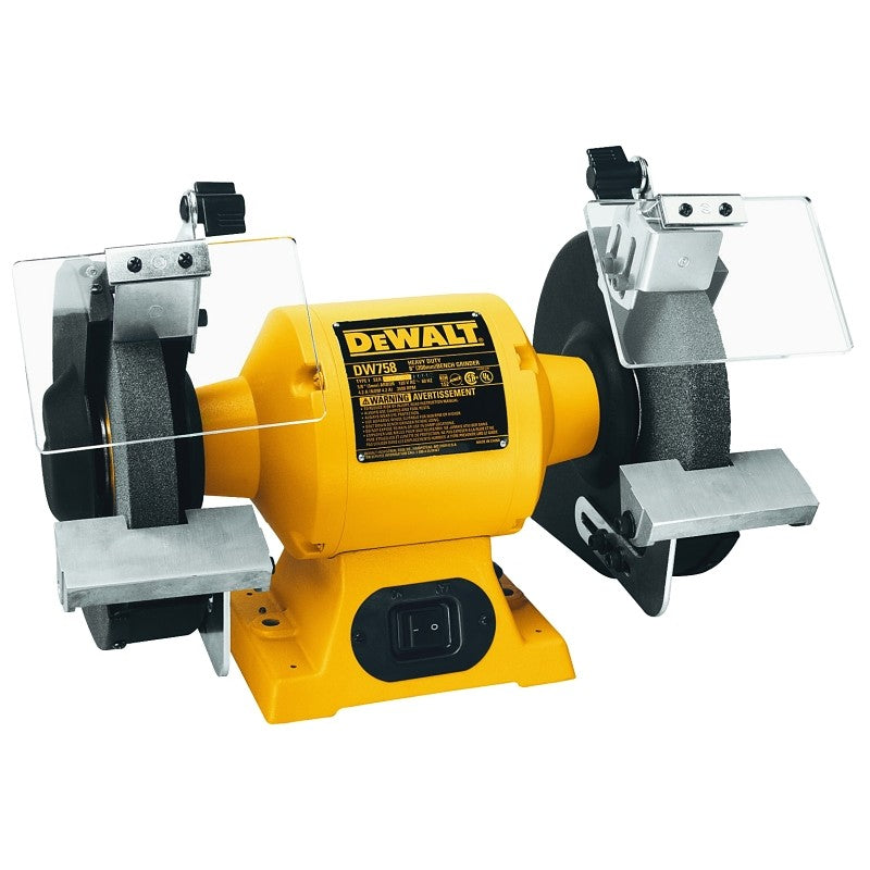 DEWALT DW758 Bench Grinder, 120 V, 4.2 A, 5/8 in Arbor/Spindle, 8 in Dia Wheel, 3600 rpm Speed