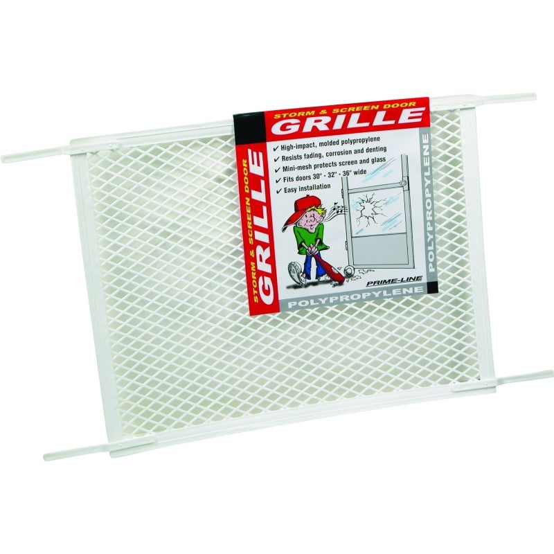 Make-2-Fit PL 15517 Series Hinged Screen Door Grill, White, 34-1/2 in W, 20 in H, Plastic