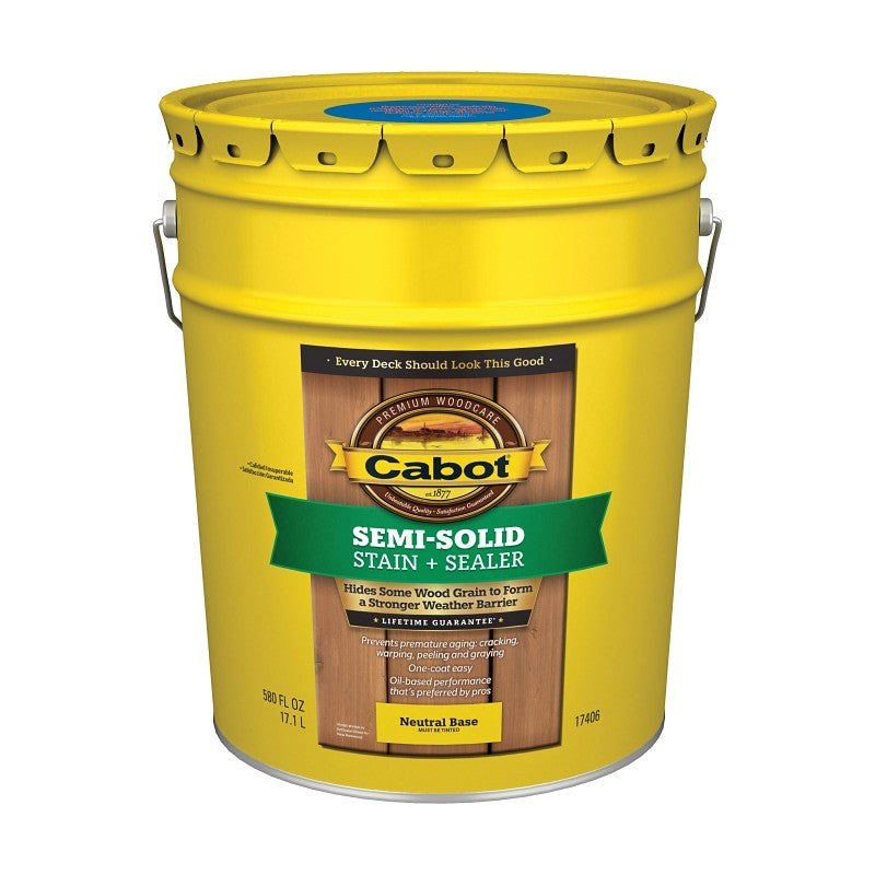 Cabot 17400 Series 140.0017406.008 Exterior Stain, Semi-Solid, Deep Base, Liquid, 5 gal
