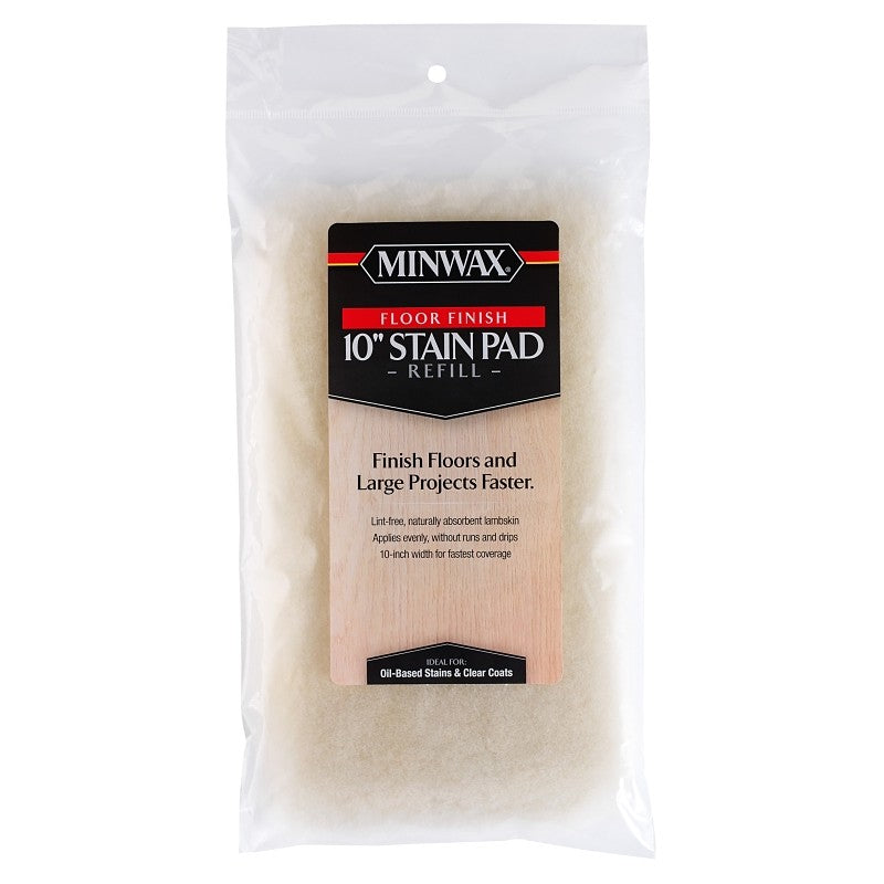 Minwax 427130100 Floor Stain Pad, 10 in L Pad, 6-1/2 in W Pad, Lambskin Pad