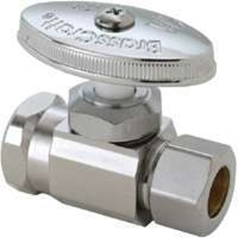 BrassCraft OR32X C1 Stop Valve, 1/2 x 1/2 in Connection, Compression x FIP, 125 psi Pressure, Brass Body, Chrome