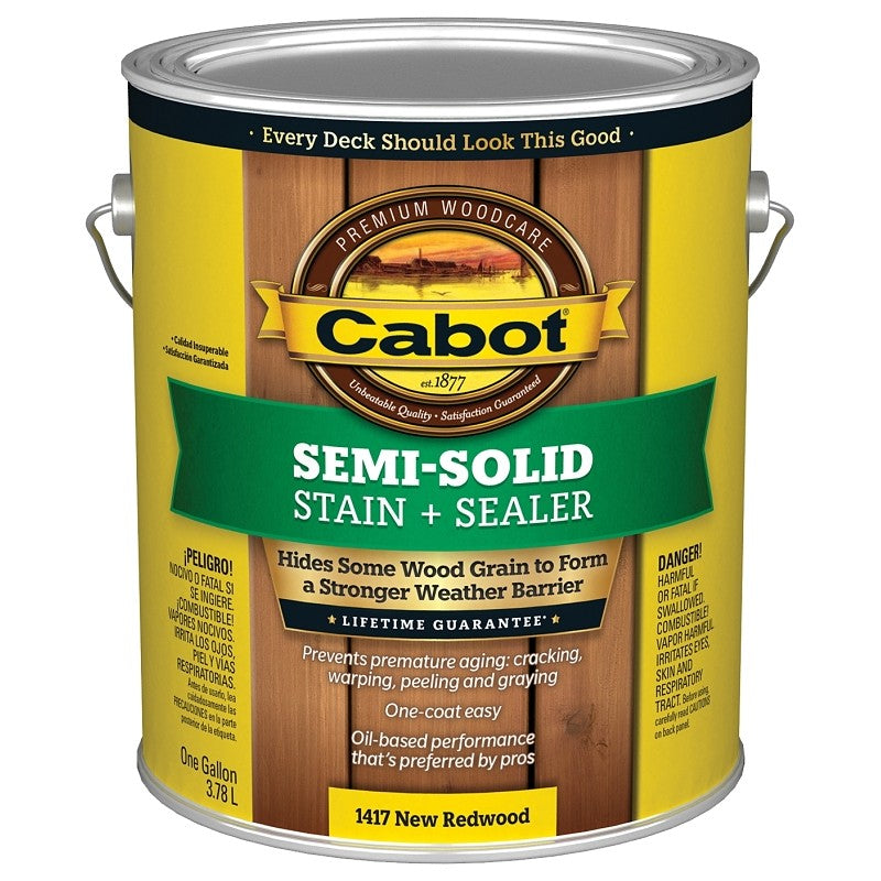Cabot 140.0001417.007 Deck and Siding Stain, Natural Flat, New Redwood, Liquid, 1 gal (Pack of 4)
