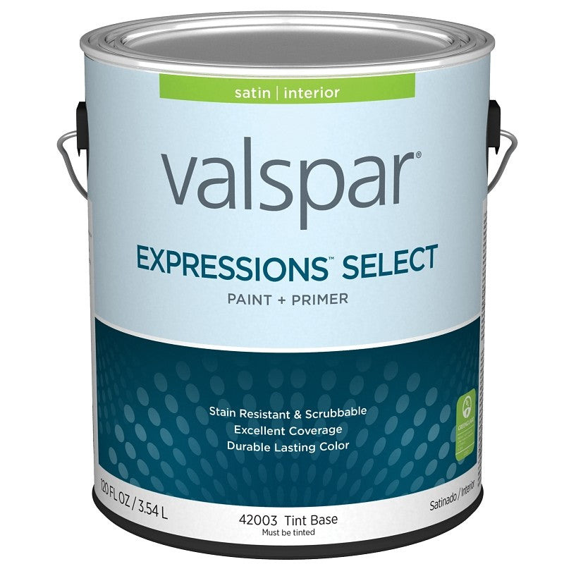 Valspar Expressions Select 4200 028.0042003.007 Latex Paint, Acrylic Base, Satin Sheen, Tint Base, 1 gal (Pack of 4)