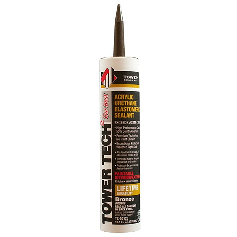 Tower Sealants TOWER TECH2 TS-00123 Elastomeric Sealant, Bronze, 7 to 14 days Curing, 40 to 140 deg F, 10.1 fl-oz Tube (Pack of 12)