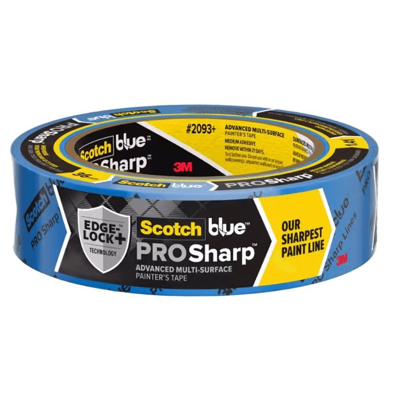 Scotch PROSharp Series 2093+-36EC Painter's Tape, 60 yd L, 1.41 in W, Crepe Paper Backing, Blue