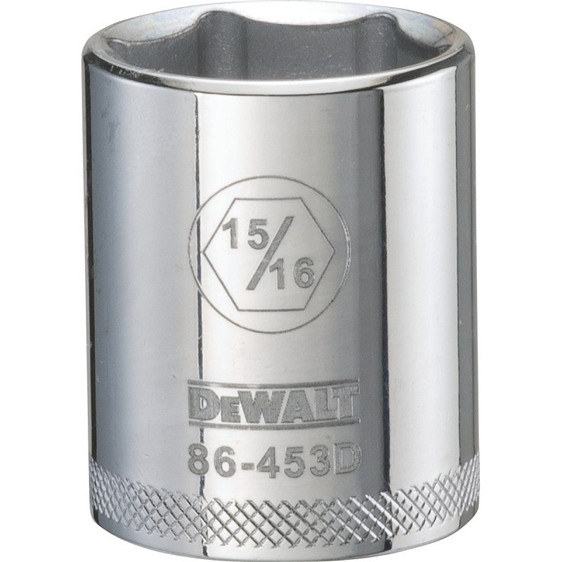 DEWALT DWMT86453OSP Drive Socket, 15/16 in Socket, 1/2 in Drive, 6-Point, Steel, Polished Chrome Vanadium