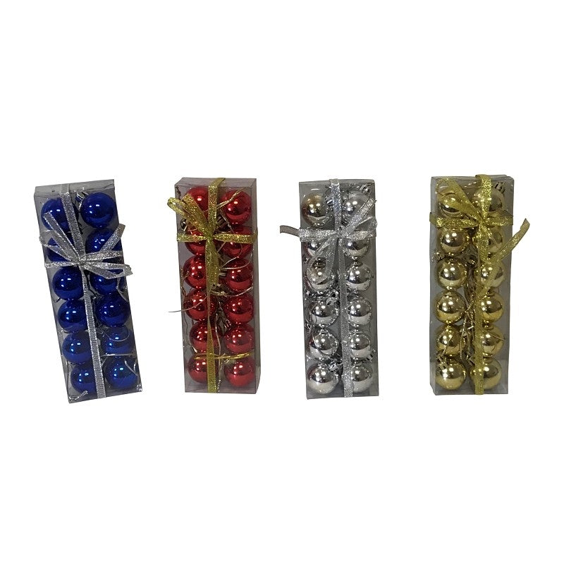 Hometown Holidays 99851 Matte/Shiny Ball Christmas Ornament, 30 mm H, PVC, Blue/Gold/Red/Silver (Pack of 48)