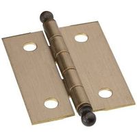Ball Tip Hinges 1-1/2 By 1-1/4 Inch Antiqued Solid Brass 2 Pack