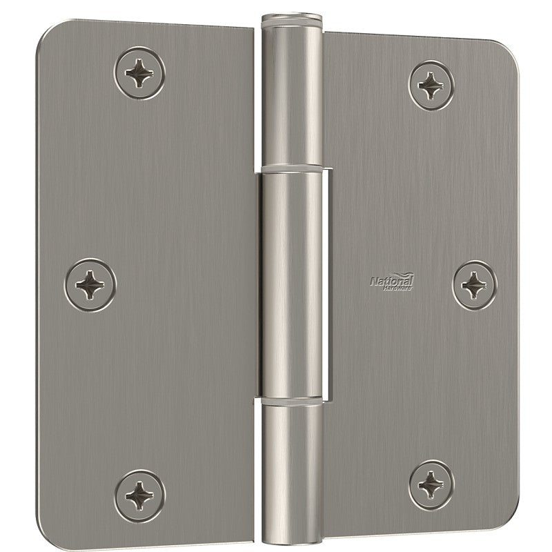 National Hardware Squeak Guard N830-450 Door Hinge, 3-1/2 in H Frame Leaf, 3/32 in Thick Frame Leaf, Steel, Satin Nickel