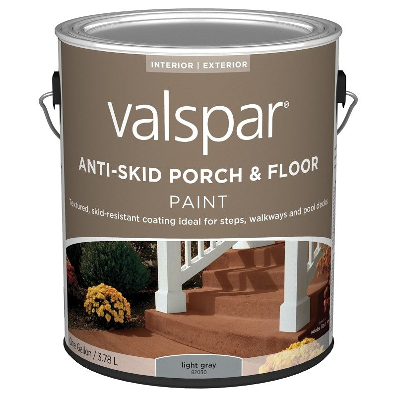 Valspar 024.0082030.007 Porch and Floor Paint, Light Gray, 1 gal, 100 sq-ft/gal Coverage Area (Pack of 4)