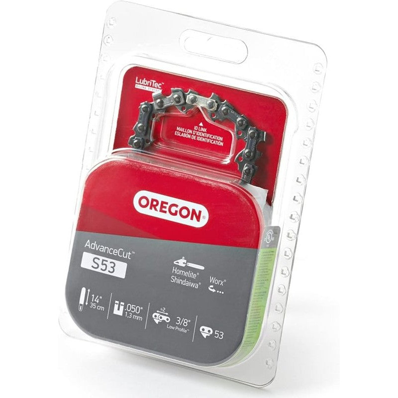 Oregon S53 Chainsaw Chain, 14 in L Bar, 0.05 Gauge, 3/8 in TPI/Pitch, 53-Link
