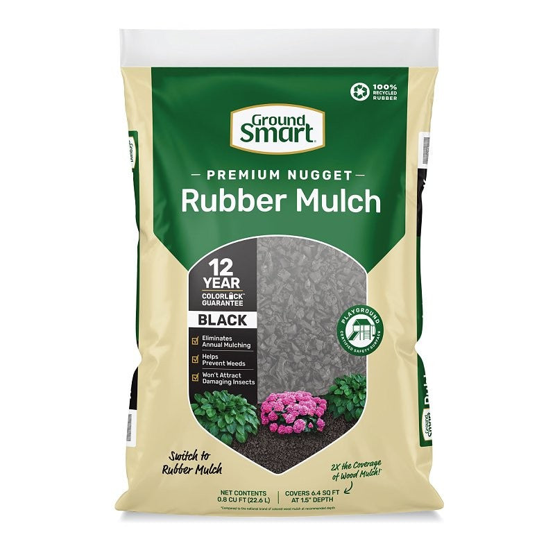 GroundSmart GSNG08BK72 Landscape Mulch, Rubber, Espresso Black, 0.8 cu-ft
