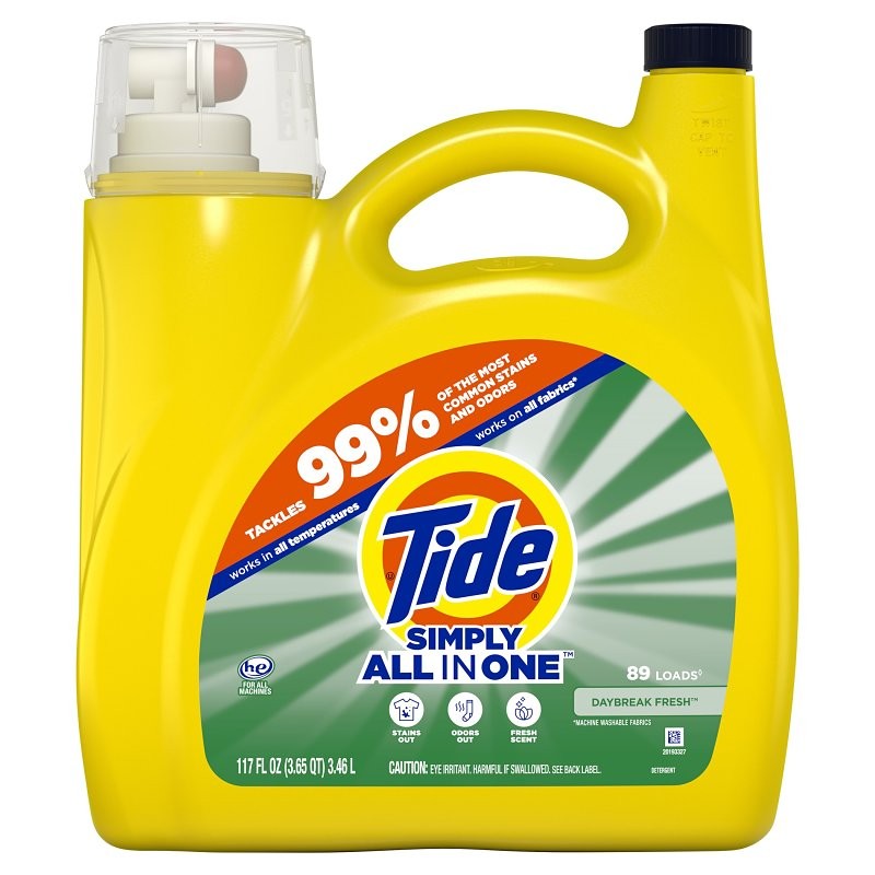 Tide Simply Clean and Fresh Series 80795533 High-Efficiency Laundry Detergent, 117 fl-oz, Bottle, Liquid, Daybreak Fresh (Pack of 4)