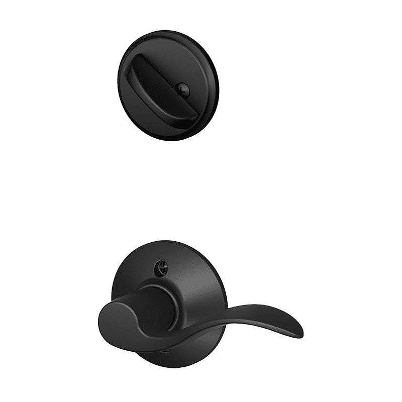 Schlage F59ACC622LH Handleset Interior Trim, Wave, Thumbturn Lock, Keyed Different Key, Metal, Matte Black, 1 Grade