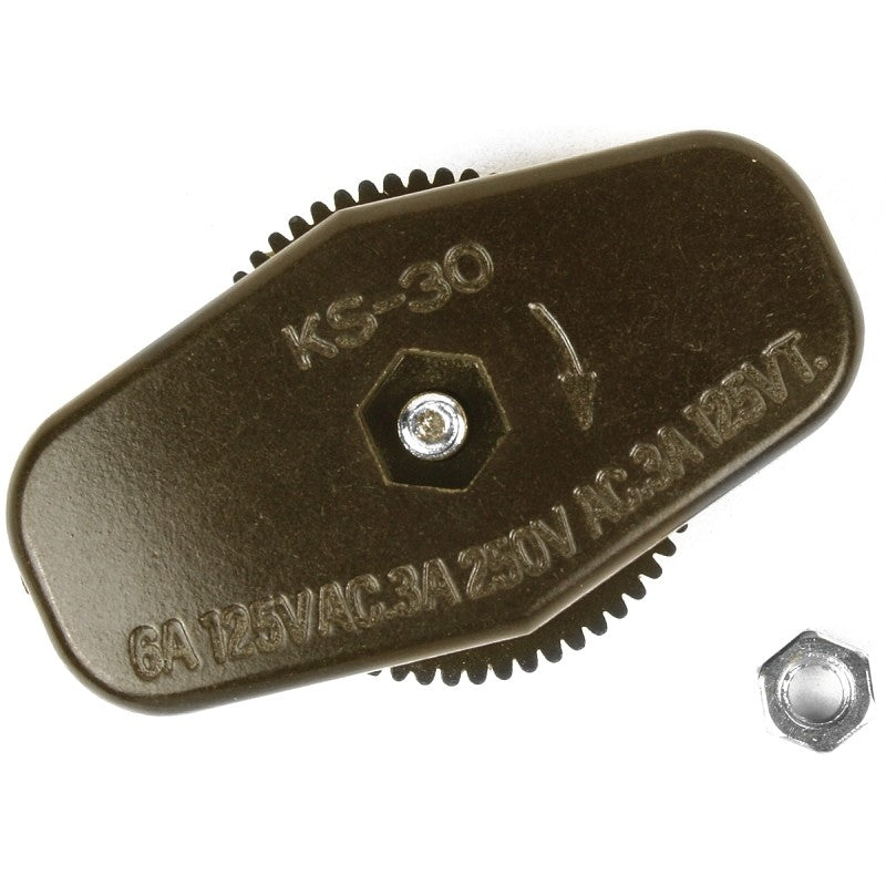 Jandorf 60180 Switch, 3/6 A, 125/250 V, 2-Teeth Terminals Terminal, Brown