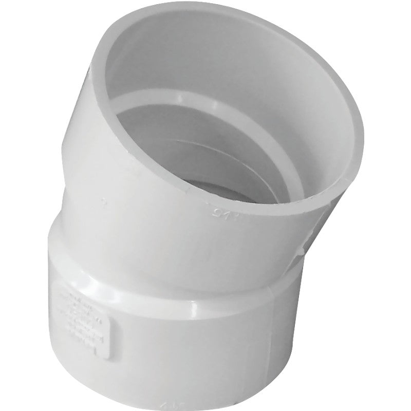 Canplas 414206BC Pipe Elbow, 6 in, Hub, 22.5 deg Angle, PVC, White