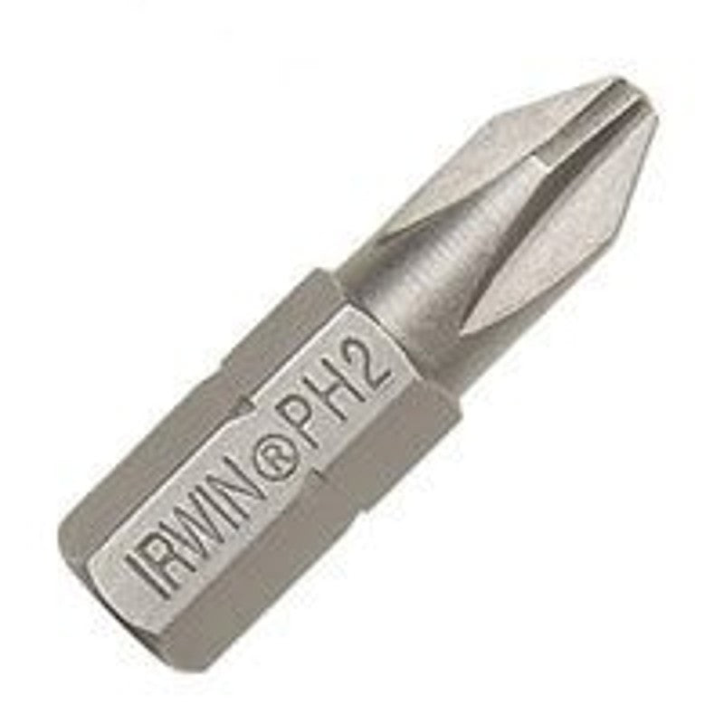 Irwin 3510112C Insert Bit, #2 Drive, Phillips Drive, 1/4 in Shank, Hex Shank, 1 in L, High-Grade S2 Tool Steel, 2/PK