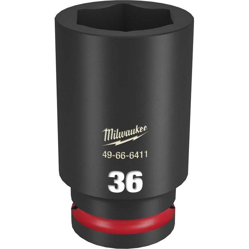 Milwaukee SHOCKWAVE Impact Duty Series 49-66-6411 Deep Impact Socket, 36 mm Socket, 3/4 in Drive, Square Drive, 6-Point