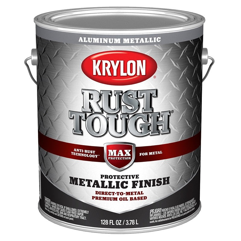 Krylon Rust Tough K09742008 Enamel Paint, Metallic Aluminum, 1 gal, 400 sq-ft/gal Coverage Area (Pack of 4)