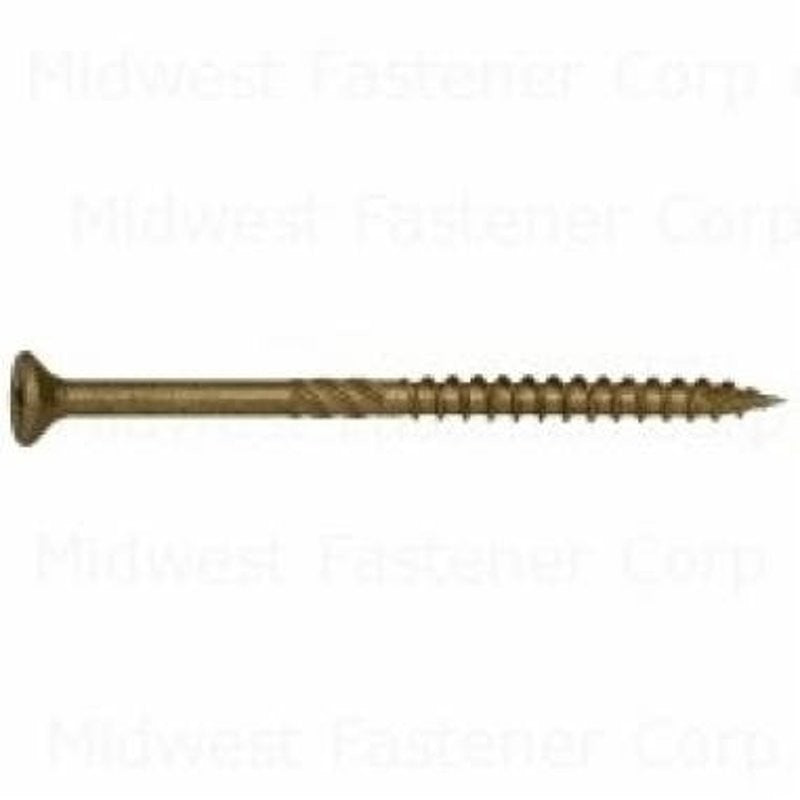 SaberDrive 50755 Deck Screw, #9 Thread, 3 in L, Serrated Thread, Bugle Head, Star Drive, Type 17 Point, Tan, Steel