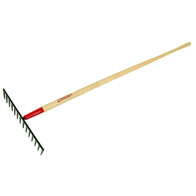 Razor-Back 63121 Road Rake, 3-7/8 in L Head, 16 in W Head, 14-Tine, Steel Tine, Steel Head, 66-1/4 in L Tine