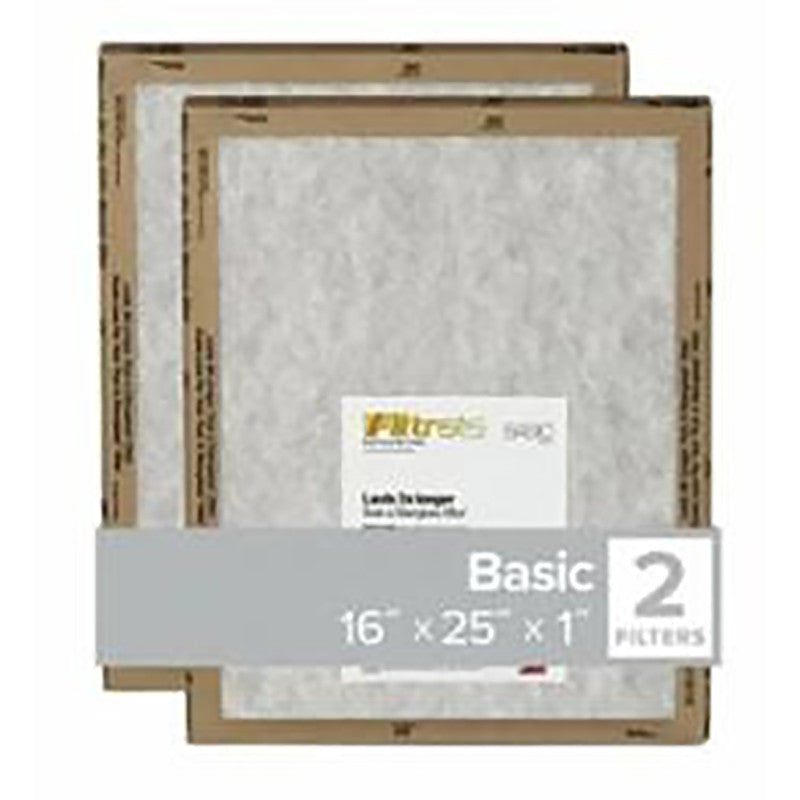 Filtrete FPL01-2PK-24 Air Filter, 25 in L, 16 in W, 2 MERV, For: Air Conditioner, Furnace and HVAC System (Pack of 24)