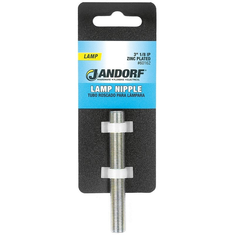 Jandorf 60162 Lamp Nipple, 3 in L Dimensions, Specifications: 1/8 in IP Thread, Zinc