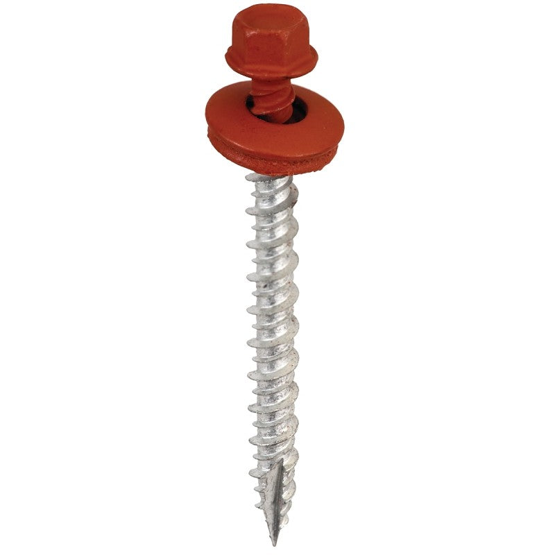 Acorn International SW-MW2BR250 Screw, High-Low, Twin Lead Thread, Hex Drive, Barn Red, Type 17 Point, 250/BAG