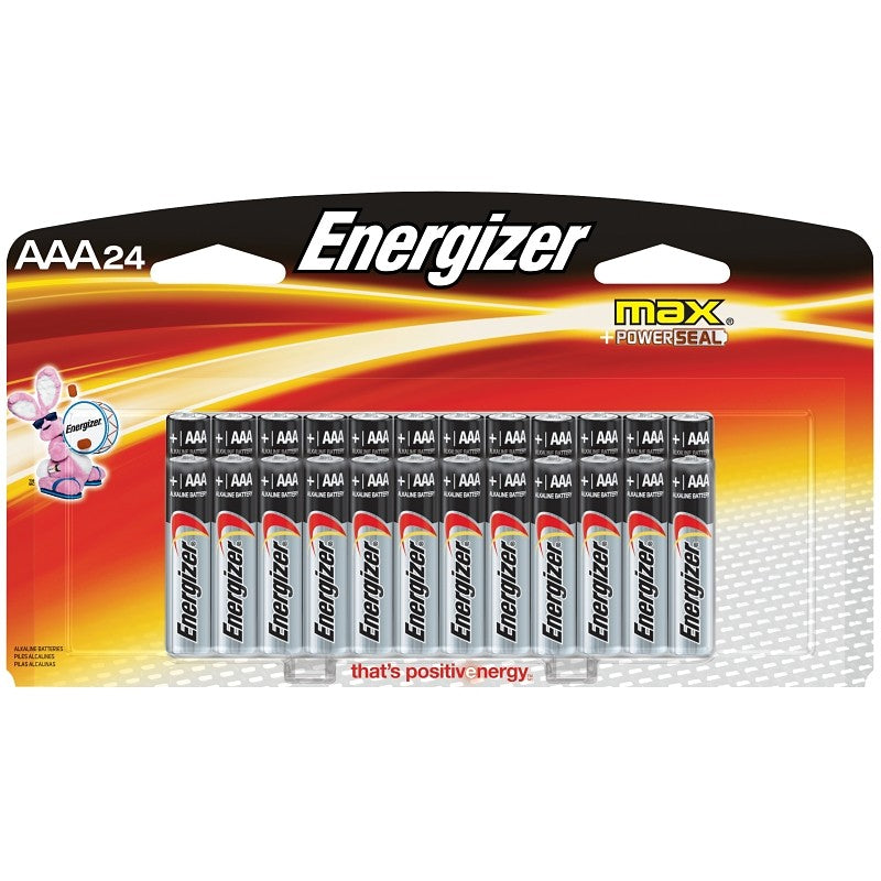 Energizer E92BP-24 Battery, 1.5 V Battery, 1250 mAh, AAA Battery, Alkaline, Manganese Dioxide, Zinc, 24/PK