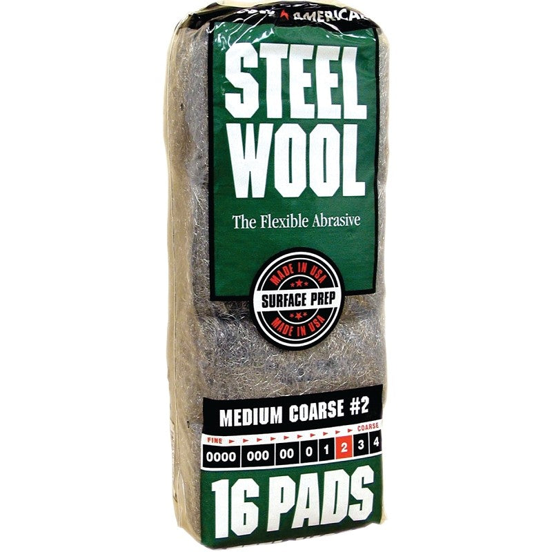 Homax 106605-06 Steel Wool, #2 Grit, Medium, Gray
