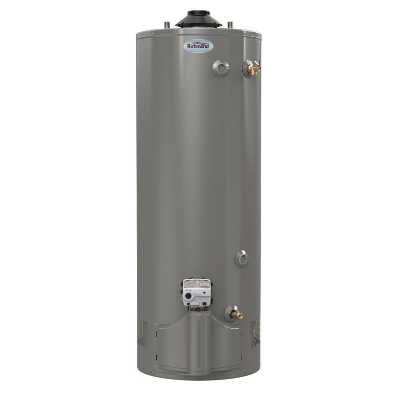 Richmond Essential Series 6G50-38F3 Gas Water Heater, Natural Gas, 50 gal Tank, 85 gph, 38000 Btu/hr BTU, Dark Warm Gray