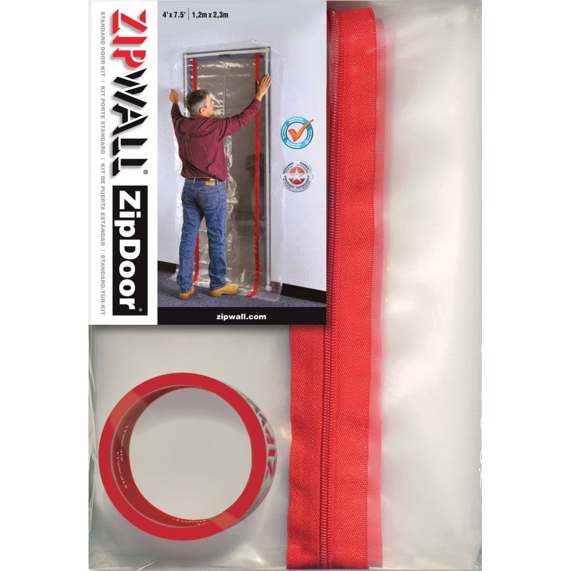 Zipwall ZDS Dust Containment Door Kit, Standard, 4 ft L, 7-1/2 ft W, Plastic