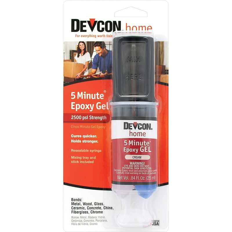 Devcon 21045 Epoxy Gel Adhesive, Cream, Liquid, 0.84 oz, Syringe