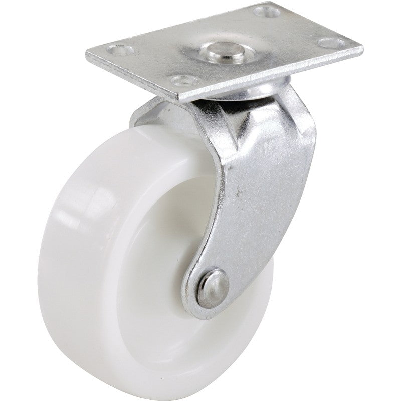 Shepherd Hardware 9052 Swivel Caster, 1-1/4 in Dia Wheel, 1-3/16 in W Wheel, Plastic Wheel, White, 40 lb (Pack of 6)