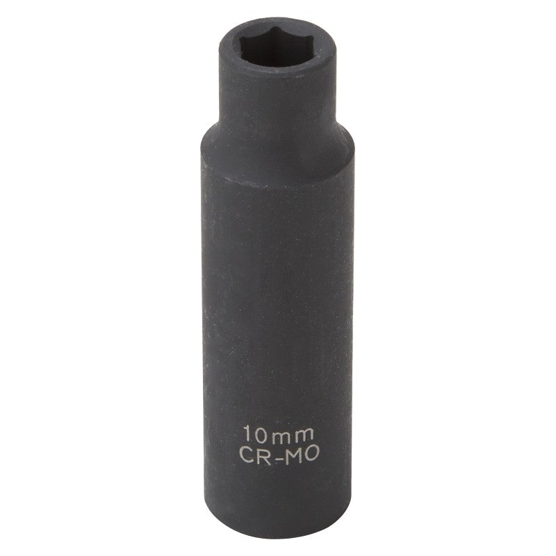 Vulcan MT6580208 Deep Impact Socket, 10 mm Socket, 1/2 in Drive, Deep Drive, 6-Point, Chrome Molybdenum Steel