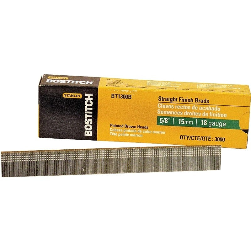 Bostitch BT1300B Series Nail, Glue Collation, 5/8 in L, 18 Gauge, Steel, Coated, Brad Head, Smooth Shank, 3000/PK