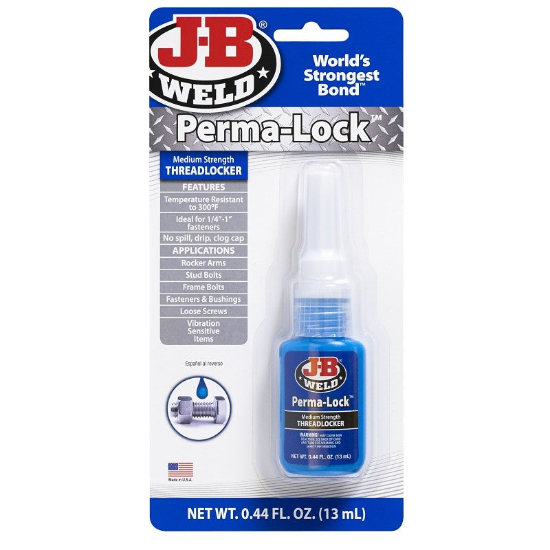 J-B Weld 24213 Threadlocker, Liquid, Slight, Characteristic, Blue, 13 mL, Bottle