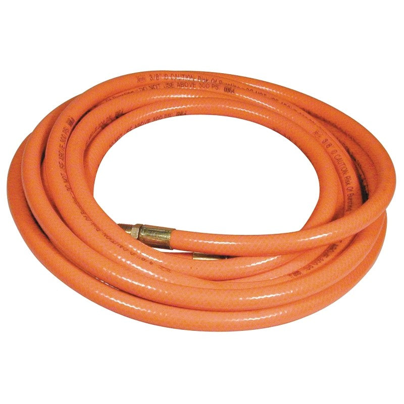 Amflo 576-25A Air Hose, 3/8 in OD, 25 ft L, MNPT, 300 psi Pressure, PVC, Orange