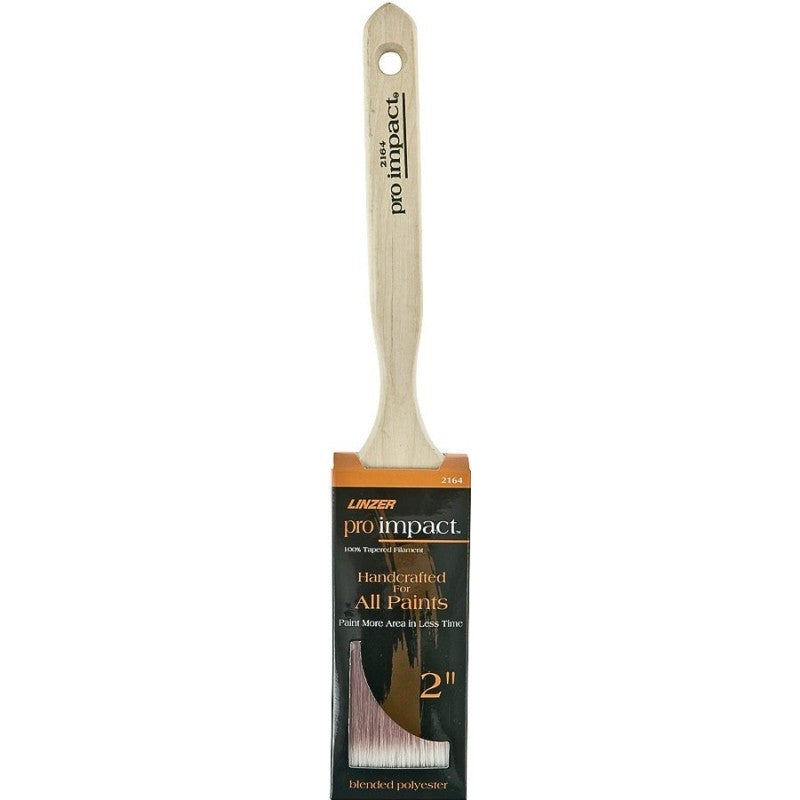 Linzer WC 2164-2 Paint Brush, Natural Handle, 2 in W, 2-1/2 in L Bristle, Polyester Bristle, Sash Handle