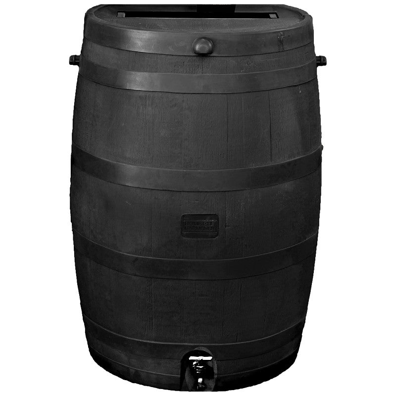 RTS 551000300A8000 Rain Barrel, 50 gal Capacity, Plastic, Black