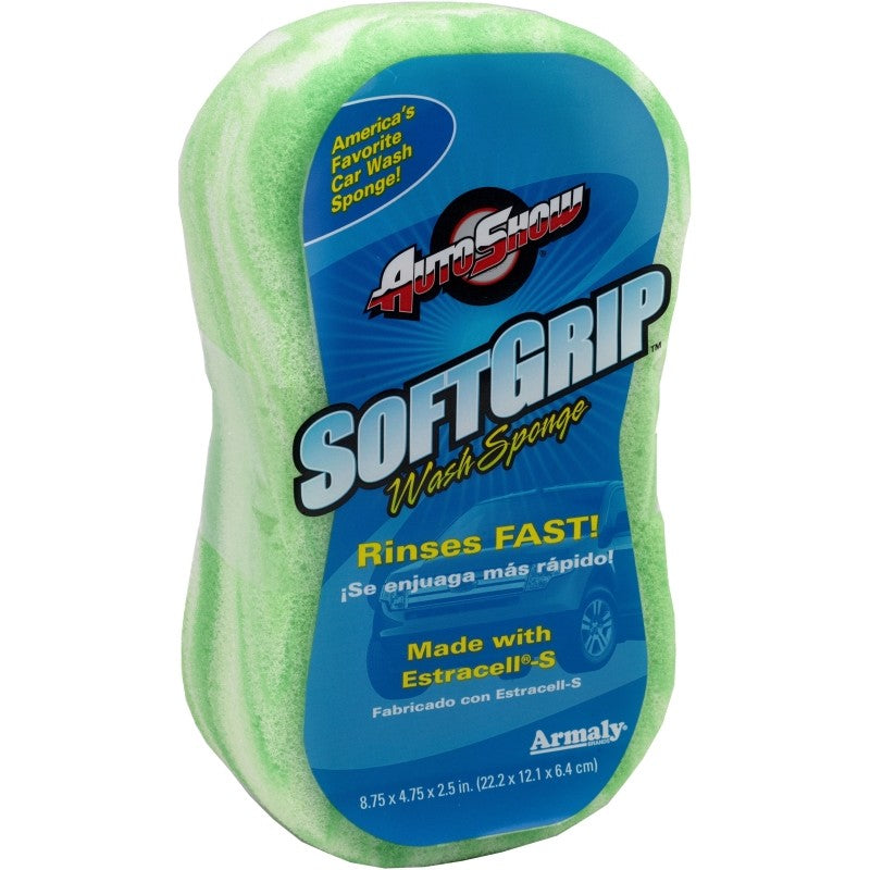 Autoshow 11802 Soft-Grip Sponge, 8-3/4 in L, 4-3/4 in W, 2-7/8 in Thick, Polyester, Assorted