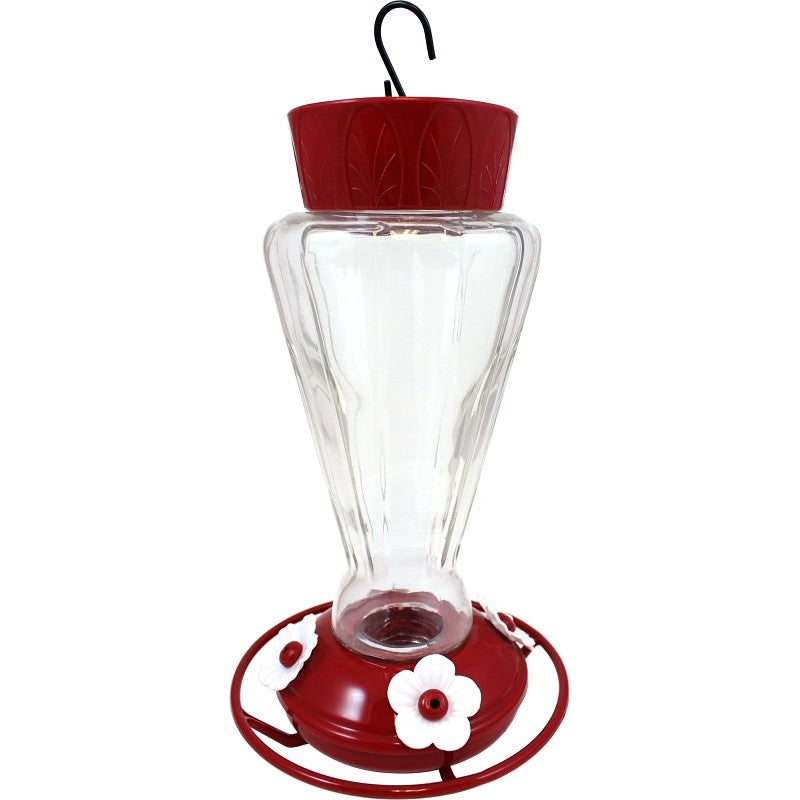 Stokes Select Royal 38135 Bird Feeder, 28 oz, 4-Port/Perch, Glass/Plastic, Red, 10-3/4 in H