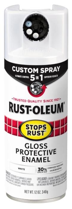 Rust-Oleum 376886 5-In-1 Enamel Paint, Gloss, White, 12 oz, Aerosol Can