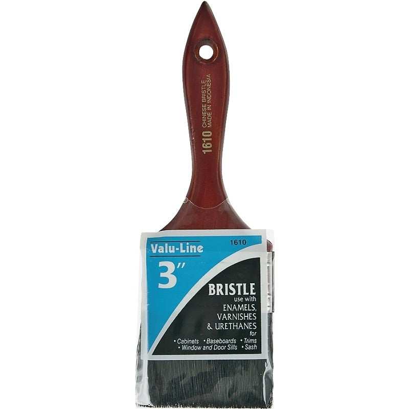 Linzer 1610-3 Varnish/Wall Brush, 3 in W, 2-1/4 in L Bristle, China Bristle, Varnish Handle
