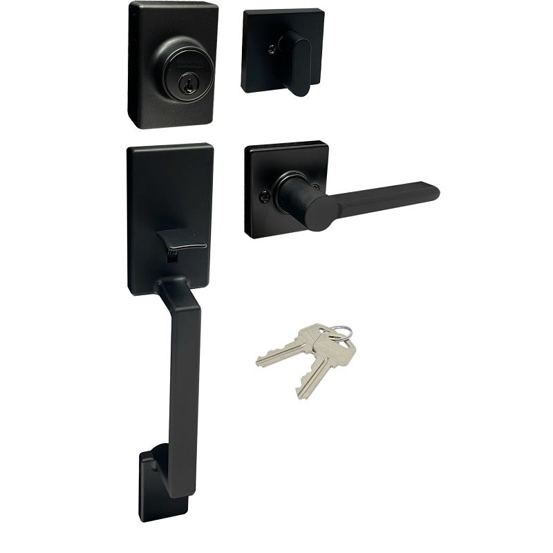 ProSource HPX9S3BSR4H24 Combination Lockset, Lever Handle, Matte Black, Lever Interior Handle, 3 Grade, Metal