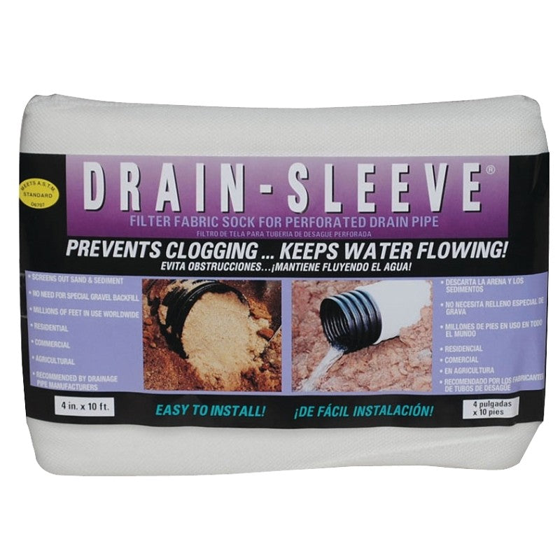 Carriff Corp 04010-24 Drain Sleeve Sock, 10 ft L X 4 ft W Dimensions, Fabric
