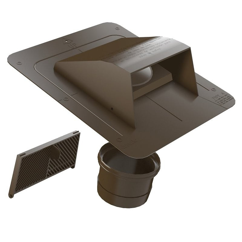 Canplas 6014BR Roof Dryer and Bathroom Exhaust Vent, 6-1/8 in W Hood, 3-1/4 in H Hood, 4 in Duct, Brown Hood