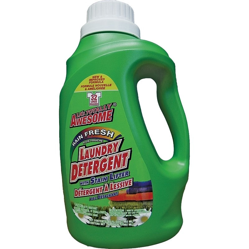 LA's TOTALLY AWESOME 232 Laundry Detergent, 64 oz, Liquid, Rain Fresh (Pack of 8)