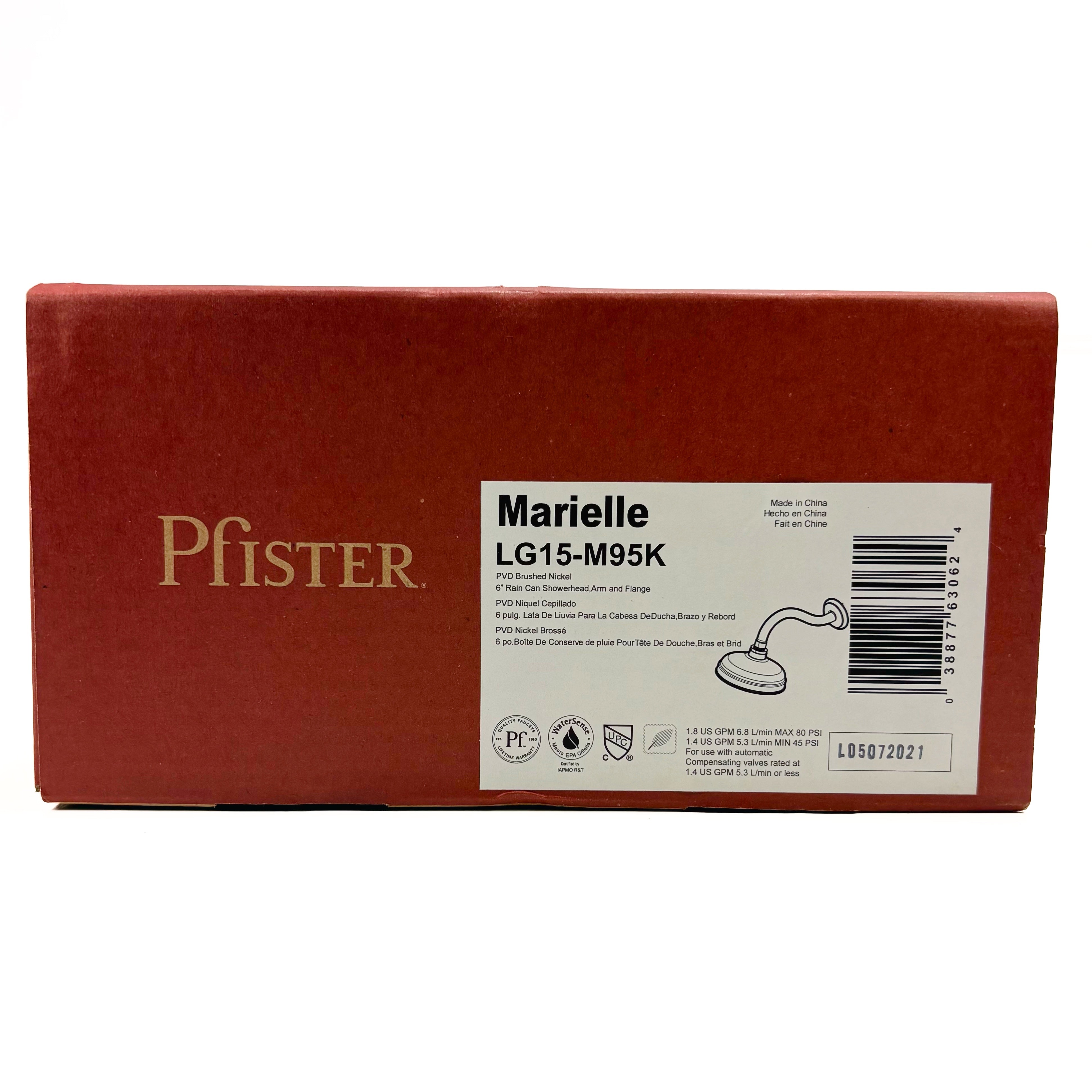 Marielle Raincan Showerhead With Shower Arm and Flange Brush